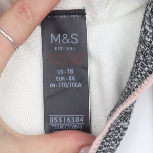 Marks and Spencer Women's Grey Crew Neck Jumper Size 16