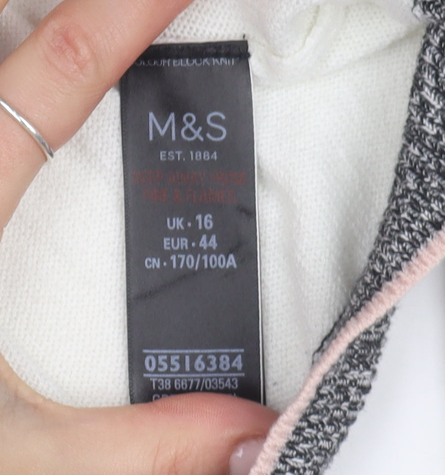 Marks and Spencer Women's Grey Crew Neck Jumper Size 16