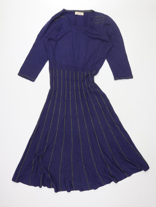 Marks and Spencer Women's Blue Striped Dress Size 14