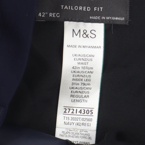 Marks and Spencer Men's Blue Dress Pants, Size XL