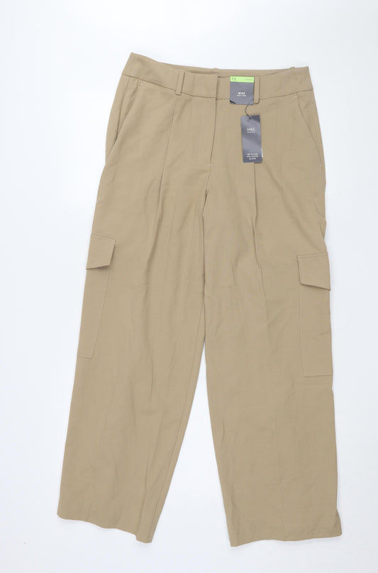 Marks and Spencer Women's Beige Cargo Trousers Size 12