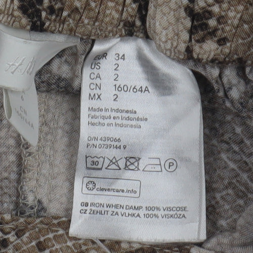 H&M Women's Brown Animal Print Culotte Shorts Size 6