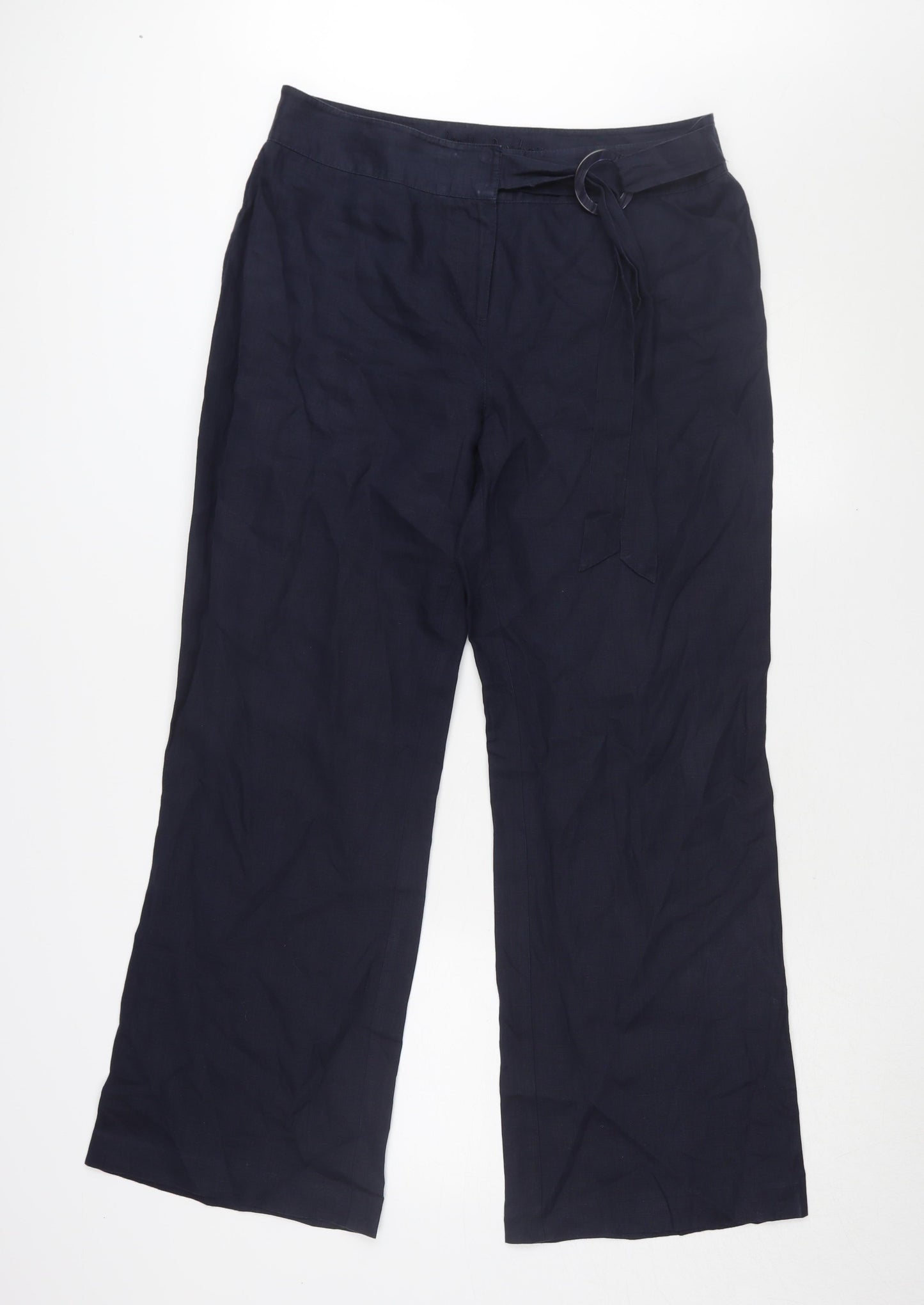 Marks and Spencer Women's Blue Wide-Leg Trousers Size 14