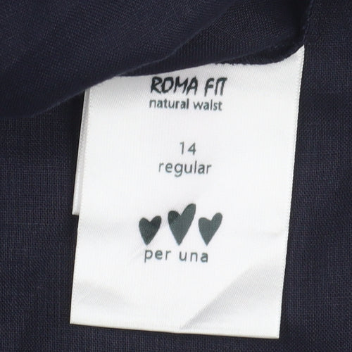 Marks and Spencer Women's Blue Wide-Leg Trousers Size 14