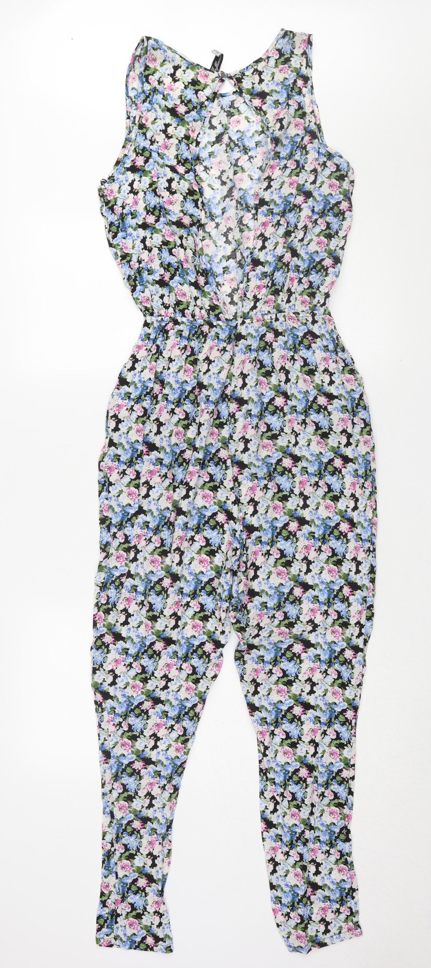 Sylverence Women's Multicoloured Floral Jumpsuit Size 10