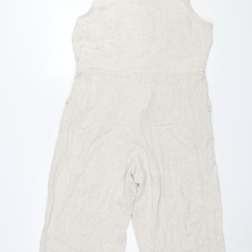 M&Co Women's Beige Collared Wide-Leg Jumpsuit, Size 12