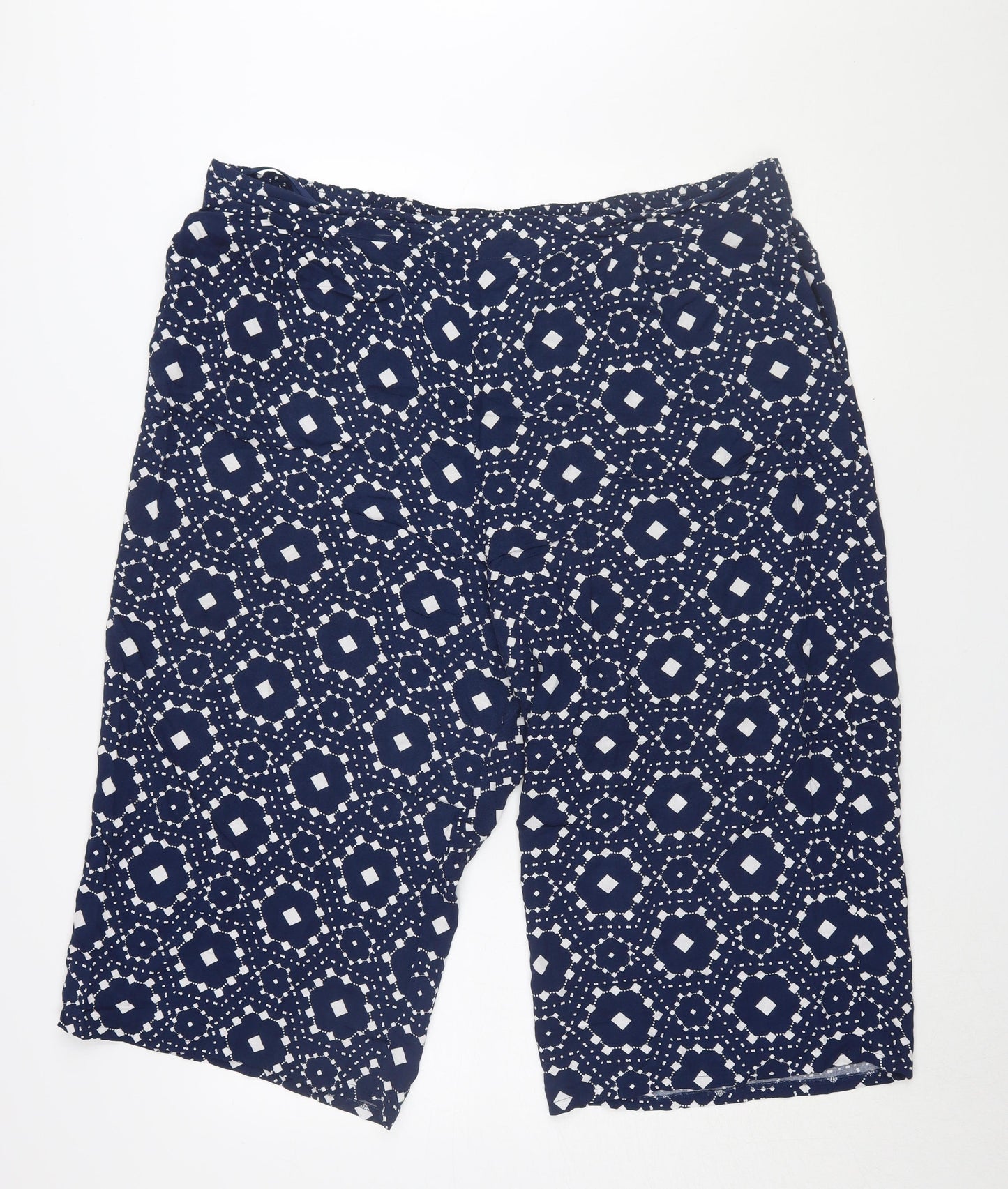 Bonmarché Women Blue Geometric Trousers Size 20