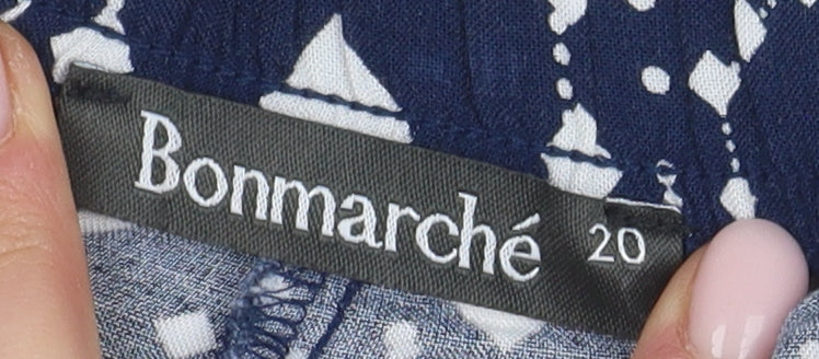 Bonmarché Women Blue Geometric Trousers Size 20