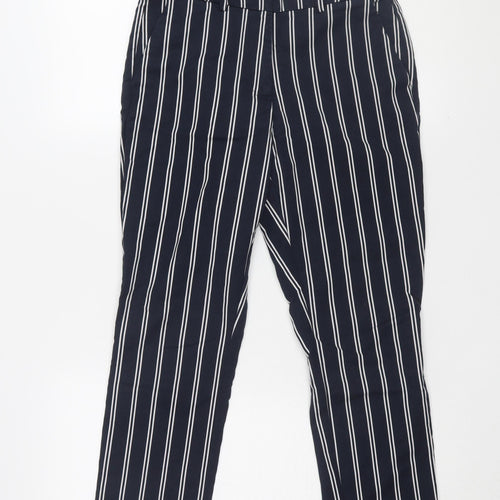 H&M Women's Black Striped Ankle Trousers Size 8