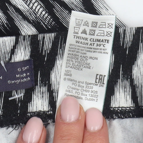 Marks and Spencer Women's Black Trousers, Size 6, Geometric