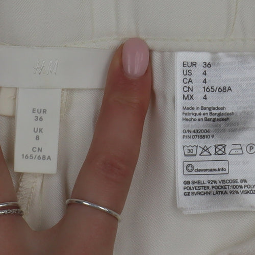 H&M Womens Ivory Paperbag Belted Shorts Size 8