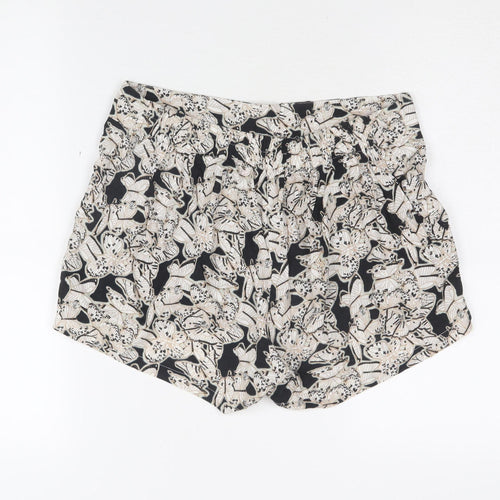 Boohoo Women's Black & White Floral Shorts, Size 12