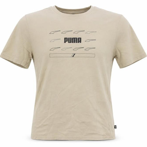Puma Men's Beige Cotton Crew Neck T-Shirt S