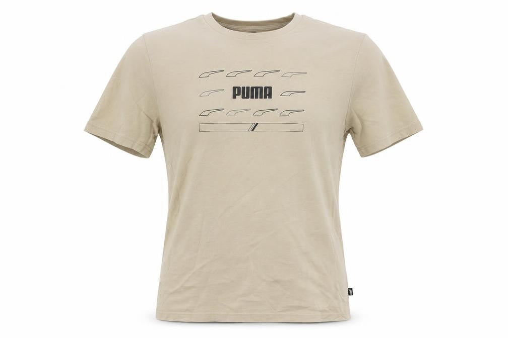 Puma Men's Beige Cotton Crew Neck T-Shirt S