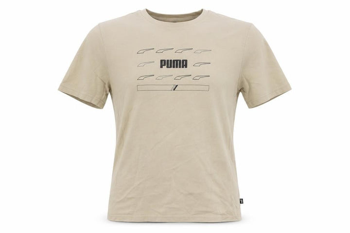 Puma Men's Beige Cotton Crew Neck T-Shirt S