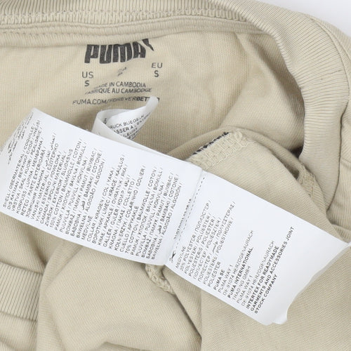 Puma Men's Beige Cotton Crew Neck T-Shirt S
