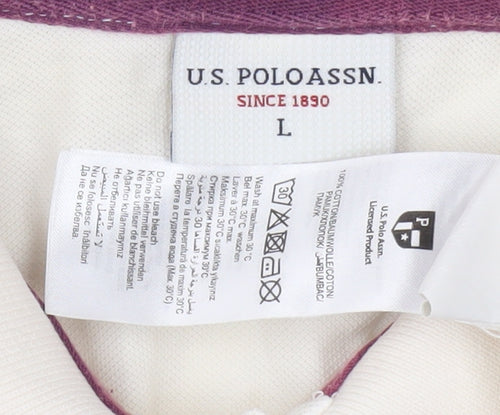 U.S. Polo Assn. Men's Ivory Polo, Size L, Short Sleeve Logo