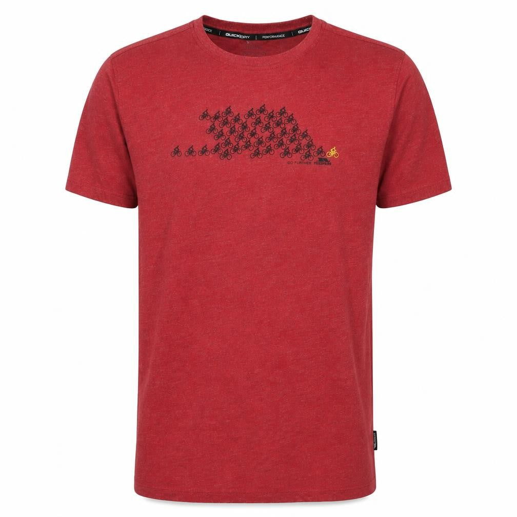 Front view of Trespass Men's Red Medium Outdoor Graphic Tee
