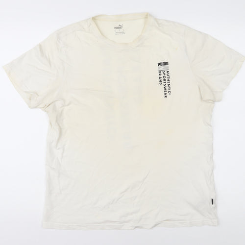 Puma Men's White T-Shirt Size S, Logo Accent, Classic Style