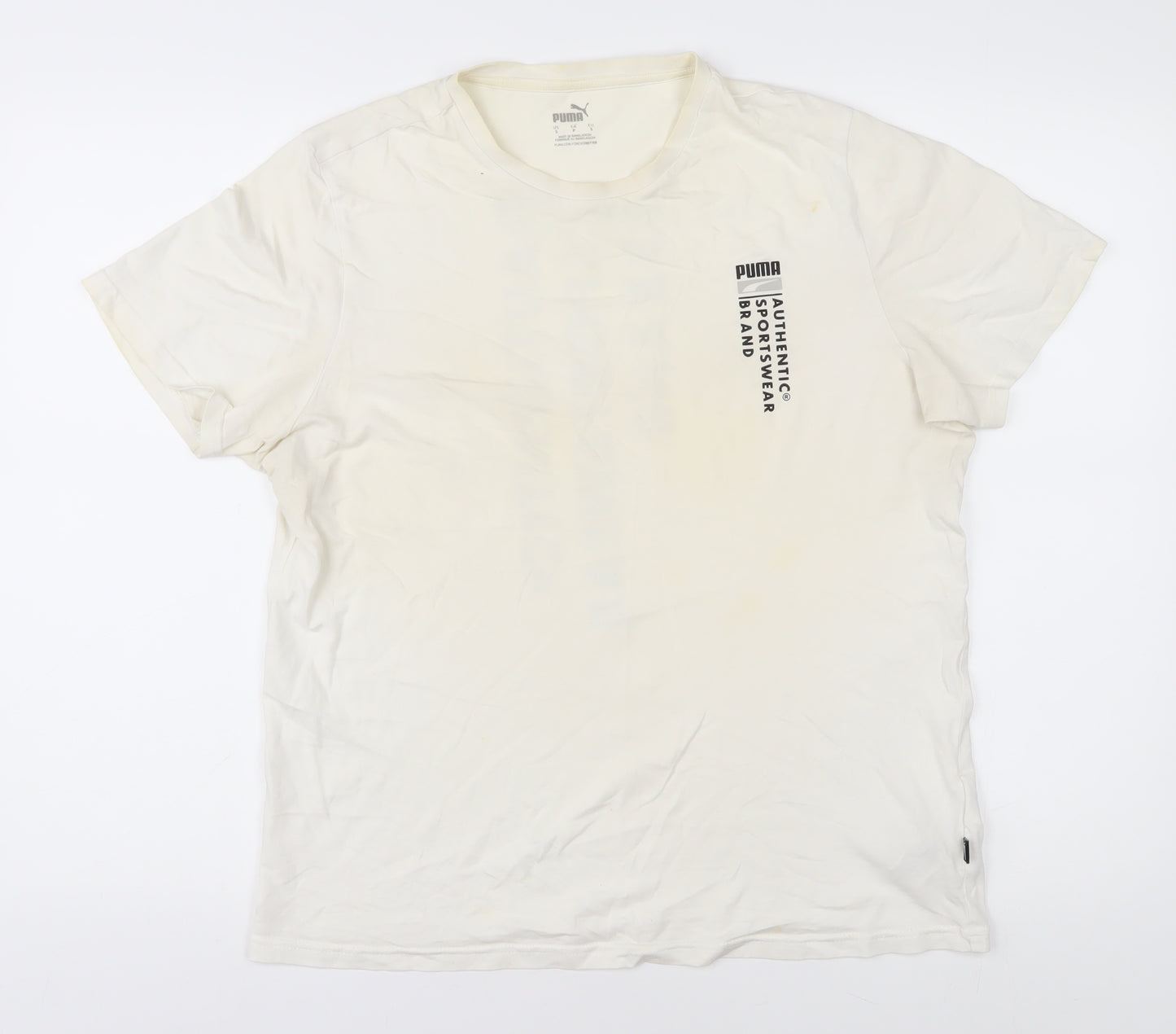 Puma Men's White T-Shirt Size S, Logo Accent, Classic Style