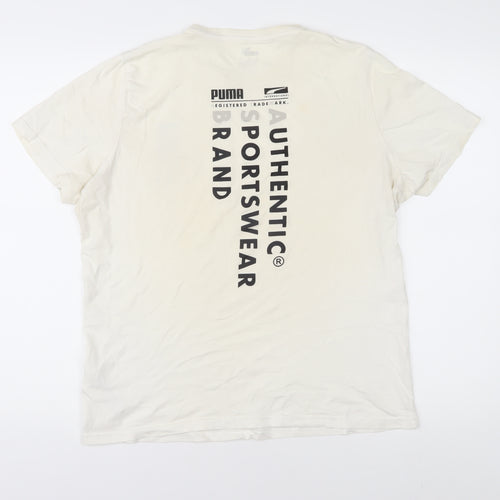 Puma Men's White T-Shirt Size S, Logo Accent, Classic Style
