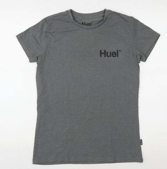 Huel Men's Grey M T-Shirt Regular Fit Logo Accent