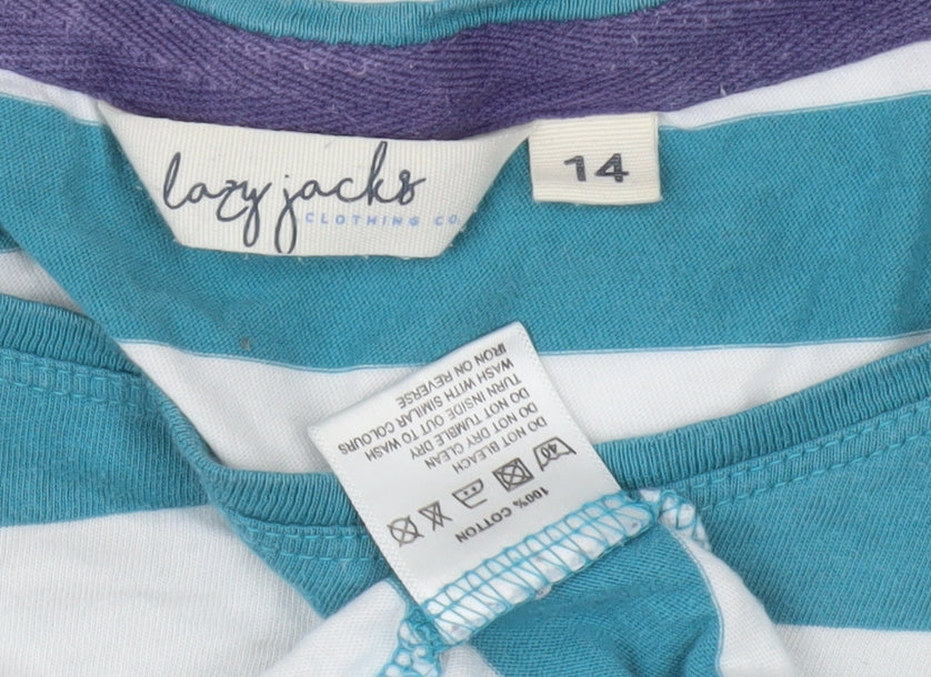 Lazy Jacks Women's Blue Striped Long Sleeve T-Shirt