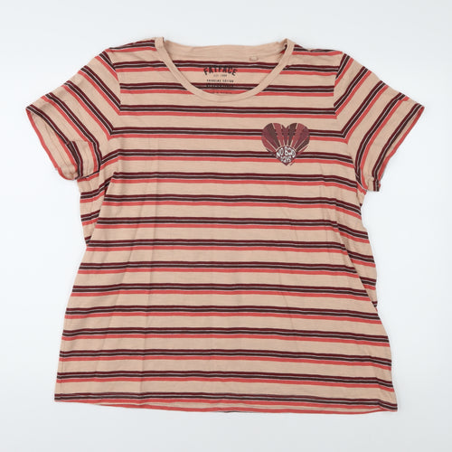 FatFace Women's Multicoloured Striped T-Shirt, Size 16