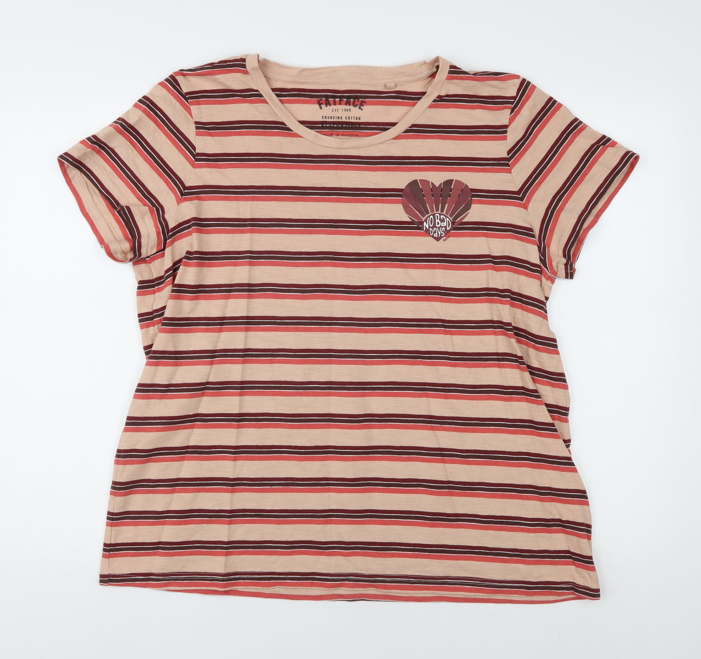 FatFace Women's Multicoloured Striped T-Shirt, Size 16