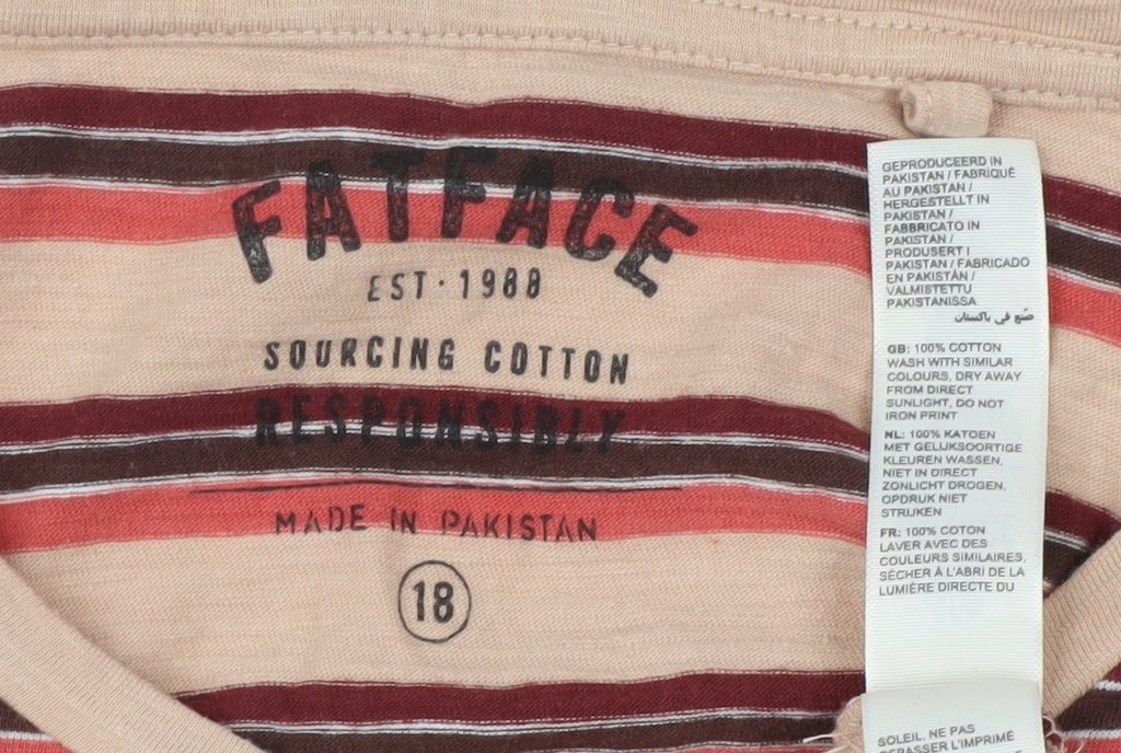 FatFace Women's Multicoloured Striped T-Shirt, Size 16