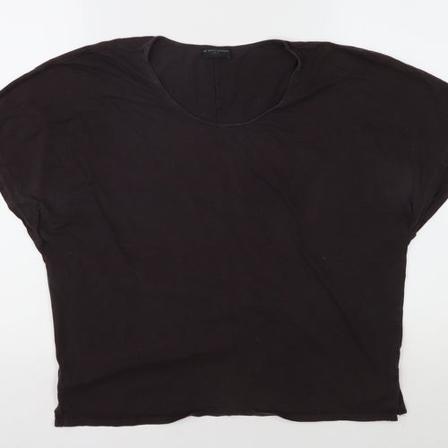 The White Company Women's Black Cotton T-Shirt, Size L