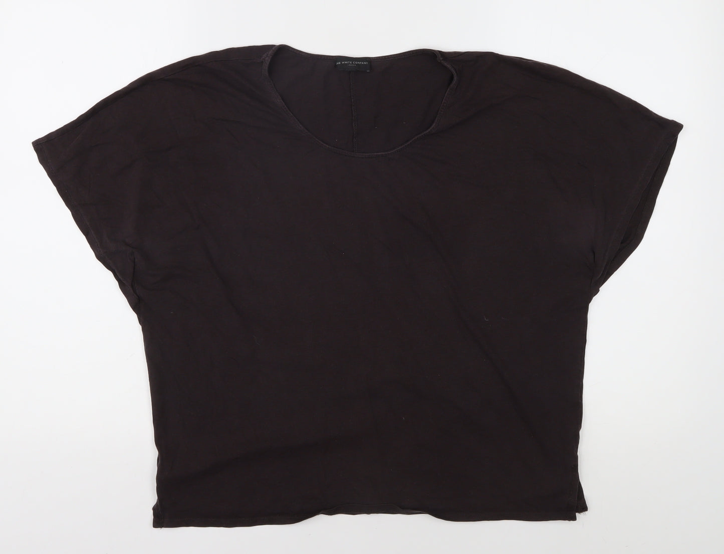 The White Company Women's Black Cotton T-Shirt, Size L