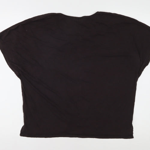 The White Company Women's Black Cotton T-Shirt, Size L
