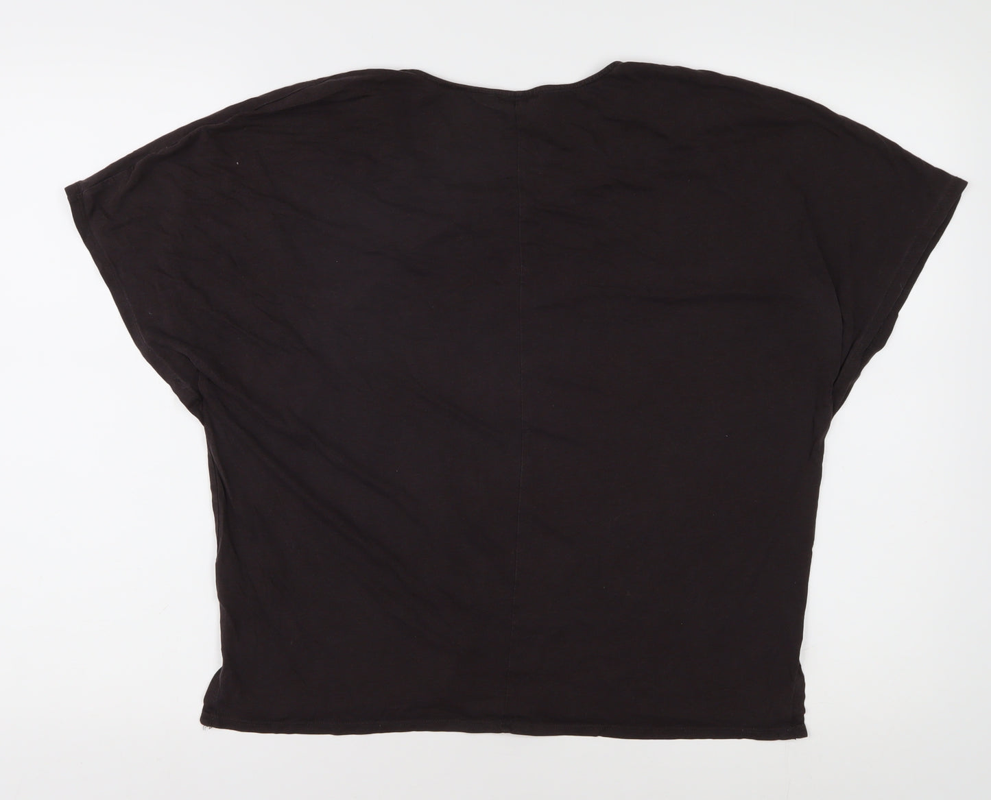The White Company Women's Black Cotton T-Shirt, Size L