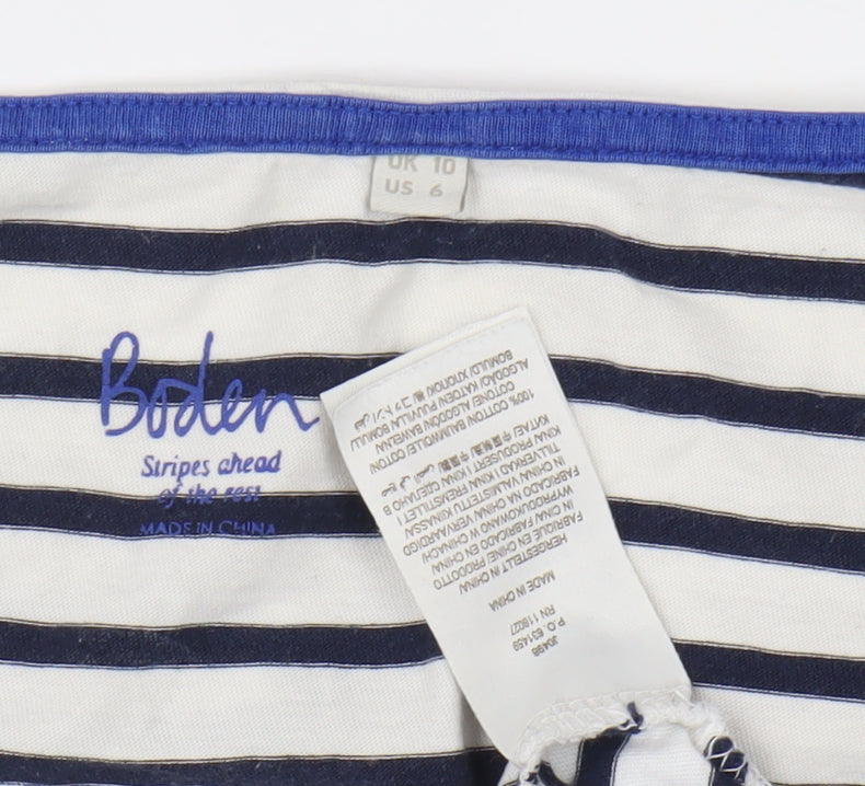 Boden Women's Blue Striped T-Shirt Size 10