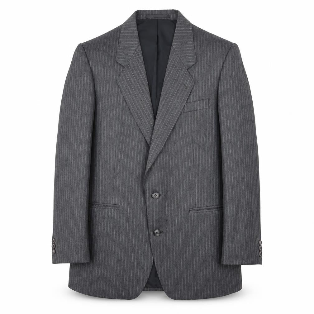 Front view of Dunn & Co Men's Grey Striped Blazer, size 40R