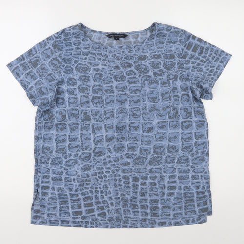 French Connection Women's Blue Geometric T-Shirt, Size S