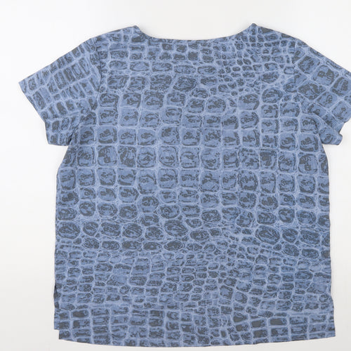 French Connection Women's Blue Geometric T-Shirt, Size S