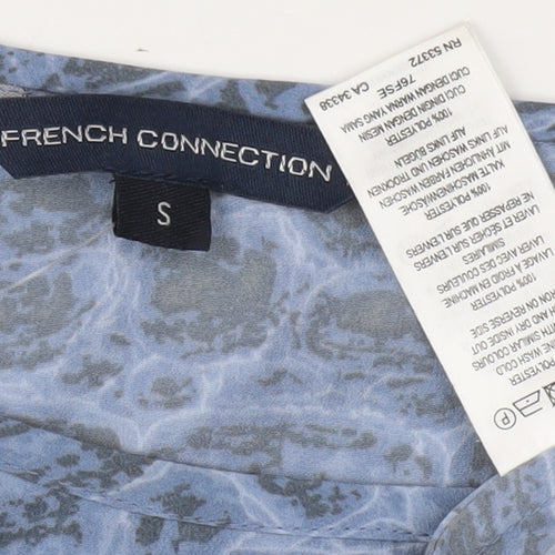 French Connection Women's Blue Geometric T-Shirt, Size S