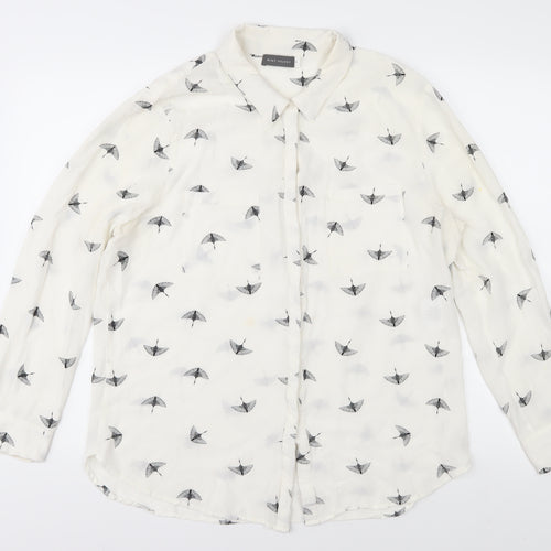 Mint Velvet Women's White Bird Print Blouse Size 16