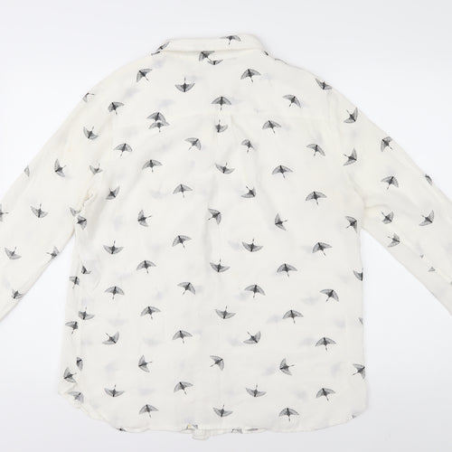 Mint Velvet Women's White Bird Print Blouse Size 16