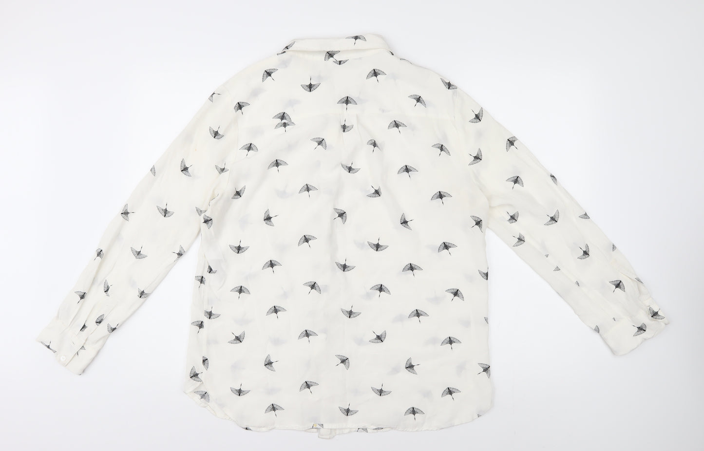 Mint Velvet Women's White Bird Print Blouse Size 16
