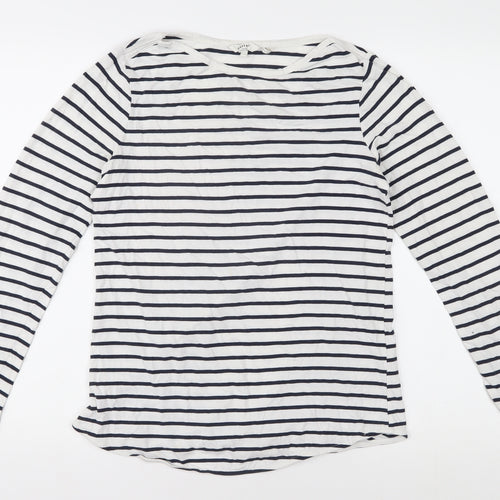 Fatface Women's White Striped T-Shirt, Size 8