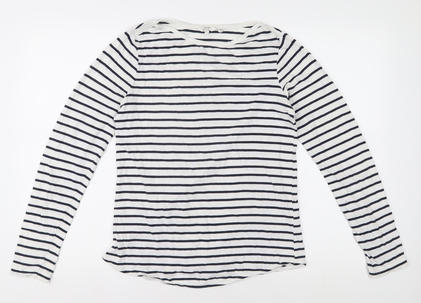 Fatface Women's White Striped T-Shirt, Size 8