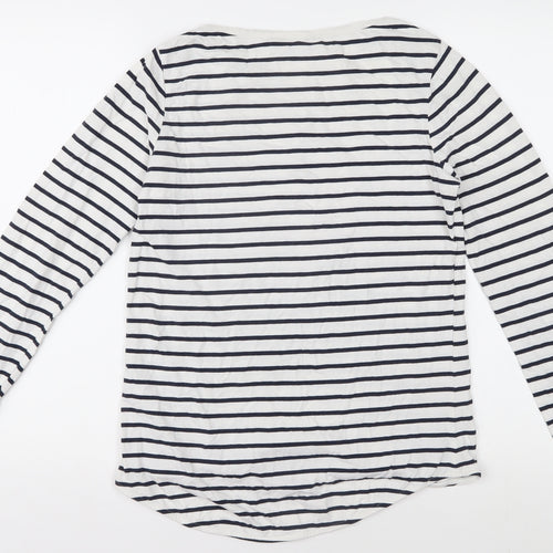 Fatface Women's White Striped T-Shirt, Size 8