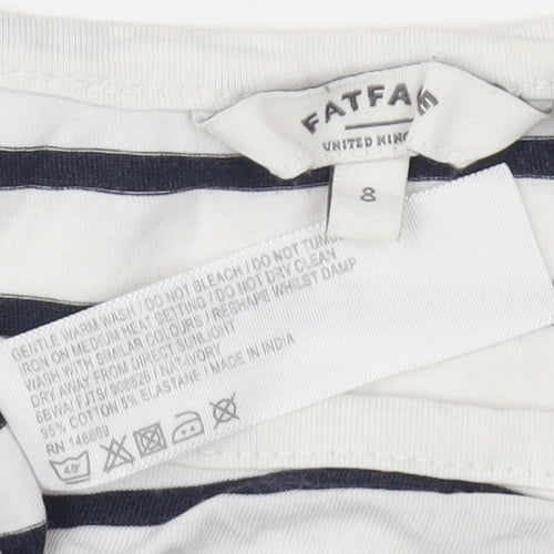 Fatface Women's White Striped T-Shirt, Size 8