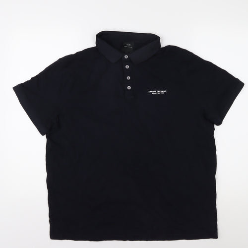 Armani Exchange Men's Black Polo Shirt XL 100% Cotton