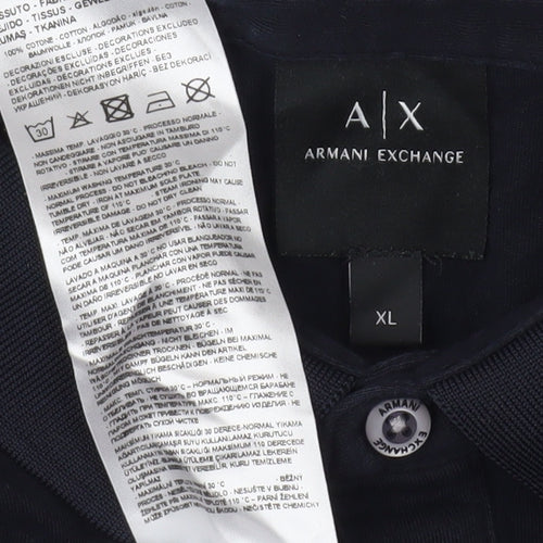 Armani Exchange Men's Black Polo Shirt XL 100% Cotton