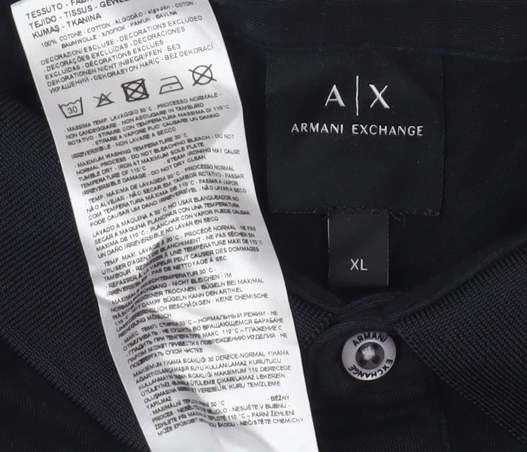 Armani Exchange Men's Black Polo Shirt XL 100% Cotton