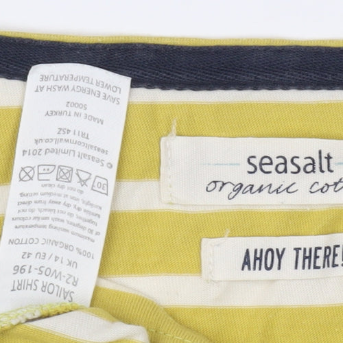 Seasalt Women's Yellow Striped T-Shirt Size 14